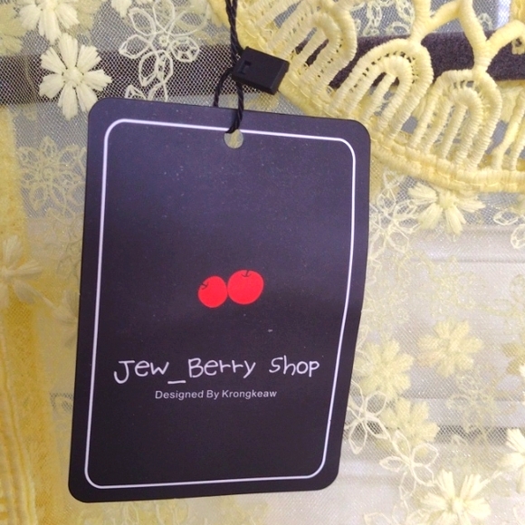 Jew_Berry Shop Yellow see through lace top with side tassel - Picture 6 of 9